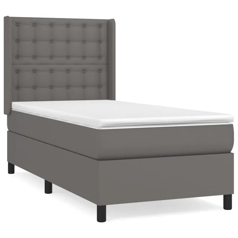 Cama box spring con colchón cuero sintético negro 90x190 cm Botones - Descanso