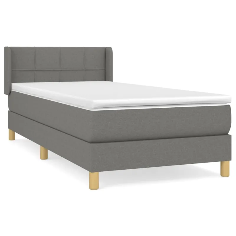 Cama box spring con colchón tela negro 90x190 cm Bloques con cuadros - Descanso