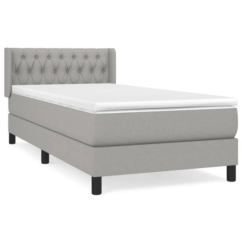 Cama box spring con colchón tela gris oscuro 90x190 cm Diseño de botones - Descanso