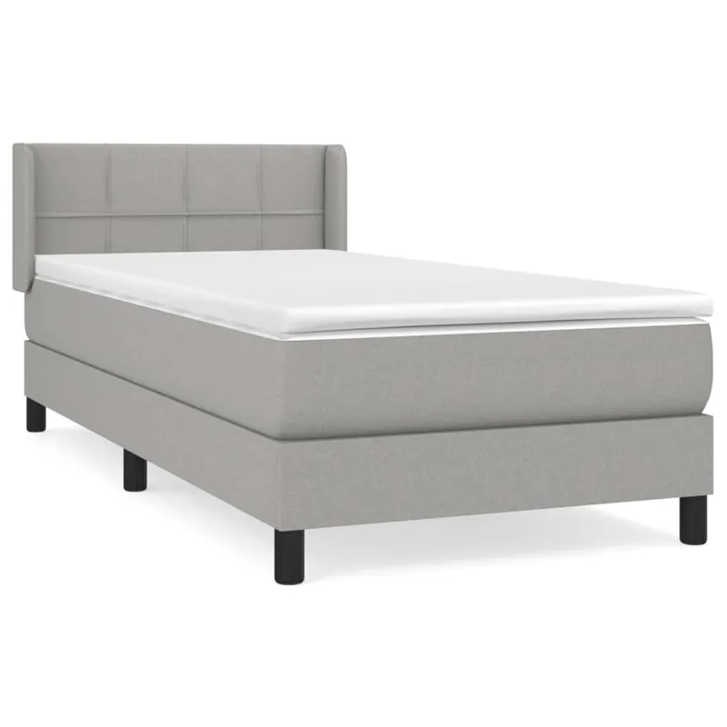Cama box spring con colchón tela gris oscuro 90x190 cm Bloques con cuadros - Descanso