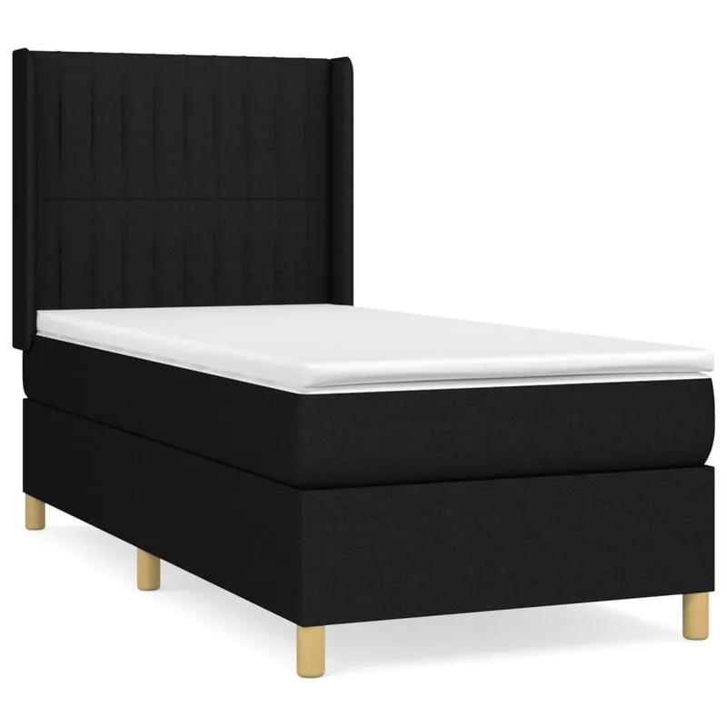 Cama box spring con colchón tela gris claro 90x190 cm Rayas verticales - Descanso