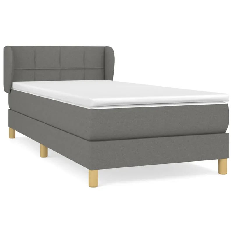 Cama box spring con colchón tela negro 90x190 cm Bloques con cuadros - Descanso