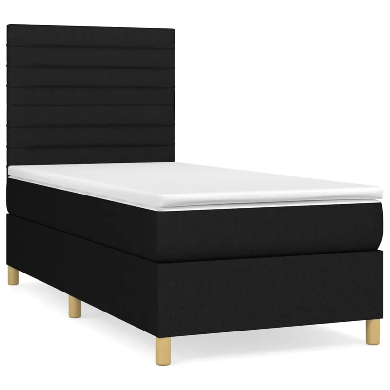 Cama box spring con colchón tela gris claro 90x190 cm Rayas horizontales - Descanso