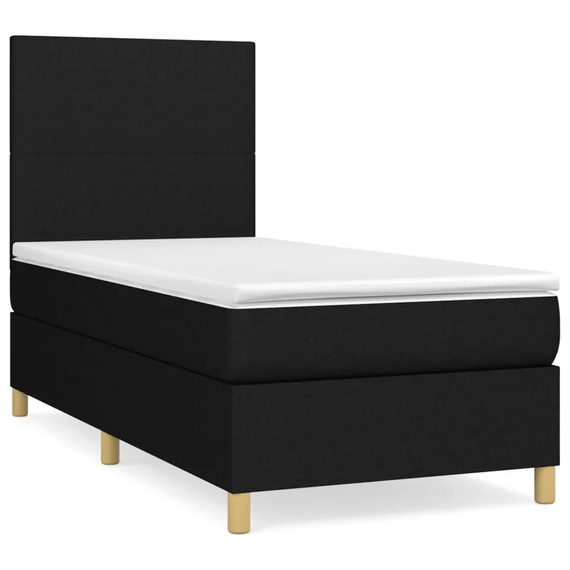 Cama box spring con colchón tela gris claro 90x190 cm Diseño plano - Descanso