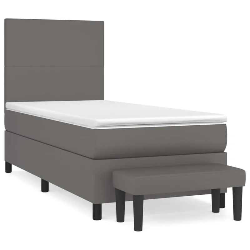 Cama box spring con colchón cuero sintético negro 90x190 cm Diseño plano - Descanso