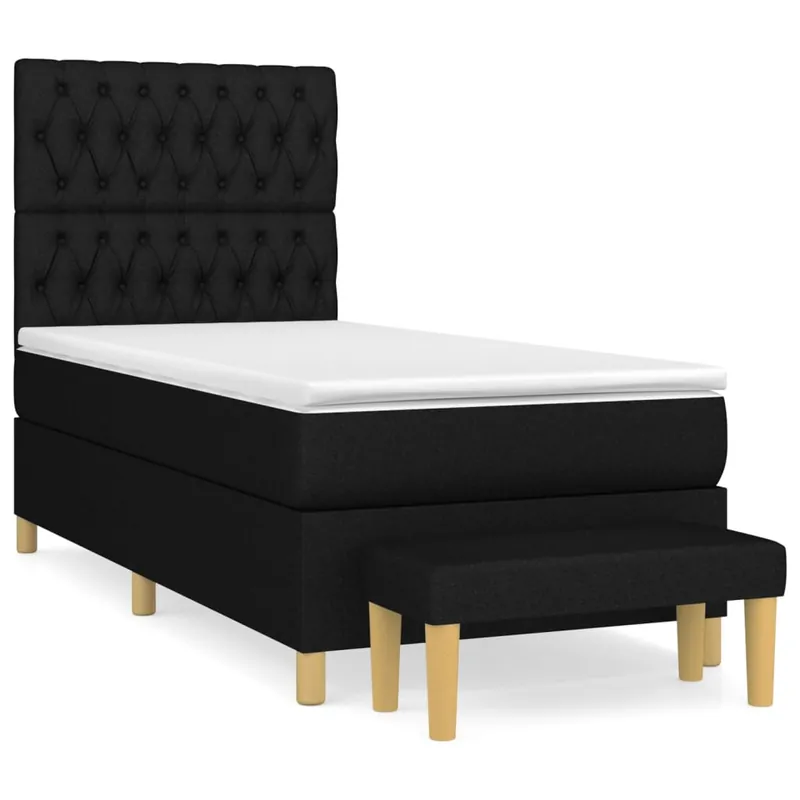 Cama box spring con colchón tela gris claro 90x190 cm Diseño de botones - Descanso