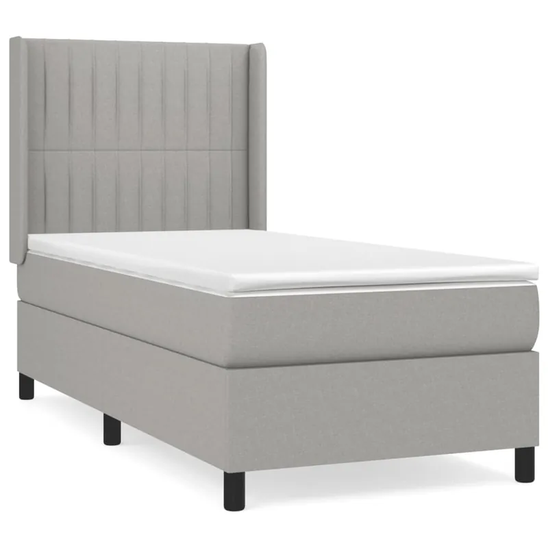 Cama box spring con colchón tela gris oscuro 90x190 cm Rayas verticales - Descanso