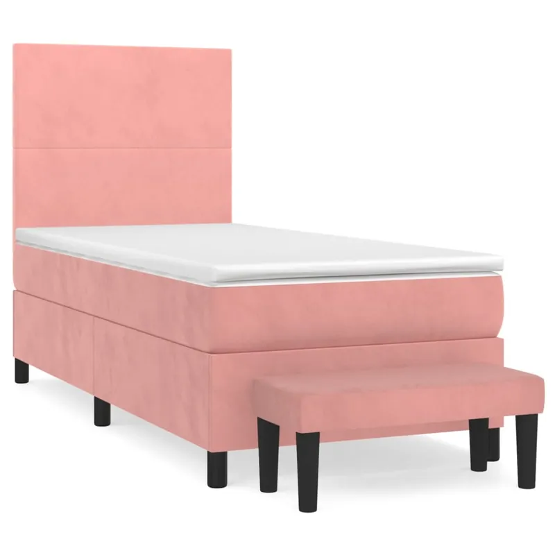 Cama box spring con colchón terciopelo negro 90x200 cm Diseño plano - Descanso