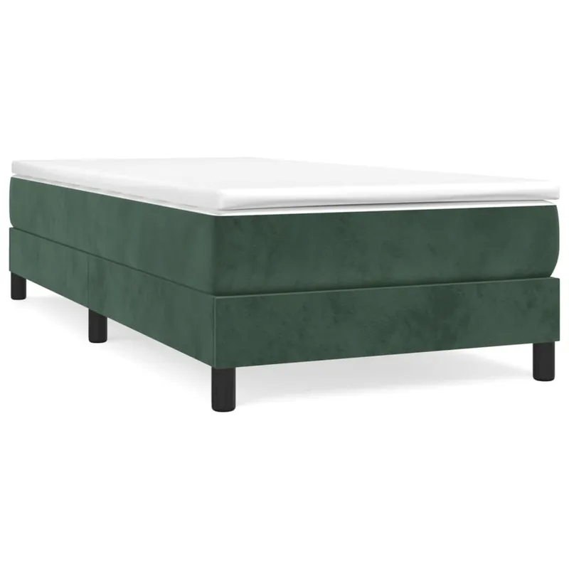 Cama box spring con colchón terciopelo verde oscuro 90x200 cm - Descanso