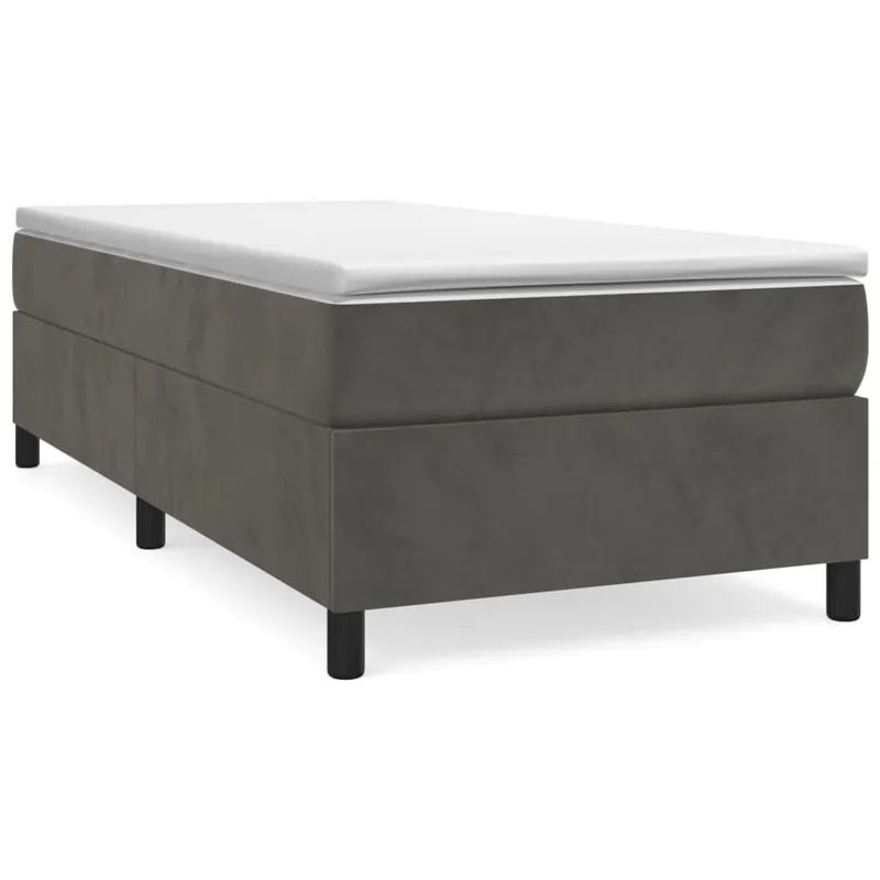 Cama box spring con colchón terciopelo verde oscuro 90x200 cm - Descanso