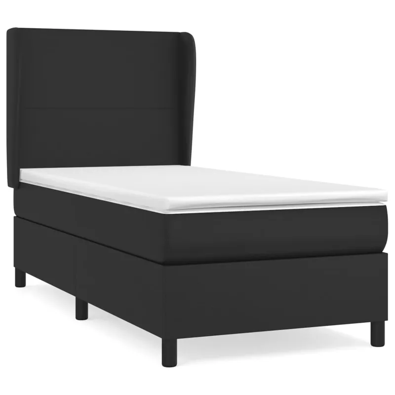 Cama box spring con colchón cuero sintético negro 90x190 cm Diseño plano - Descanso