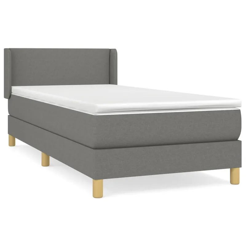 Cama box spring con colchón tela negro 90x200 cm Diseño plano - Descanso