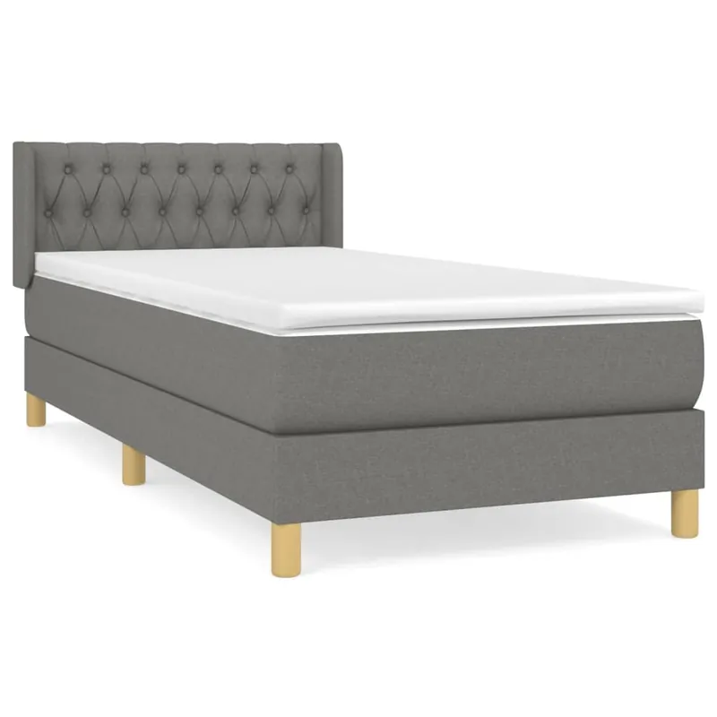 Cama box spring con colchón tela negro 90x200 cm Diseño de botones - Descanso