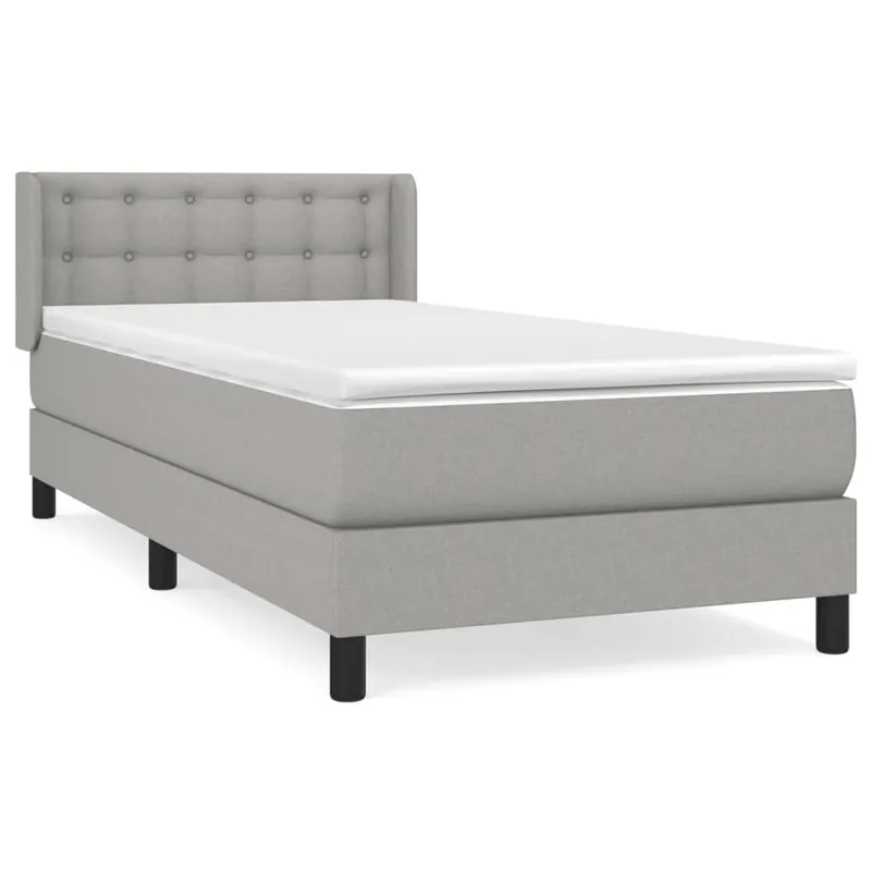 Cama box spring con colchón tela gris claro 90x200 cm Botones - Descanso