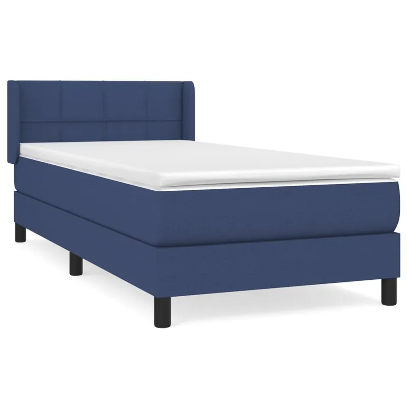 Cama box spring con colchón tela gris oscuro 90x200 cm Bloques con cuadros - Descanso