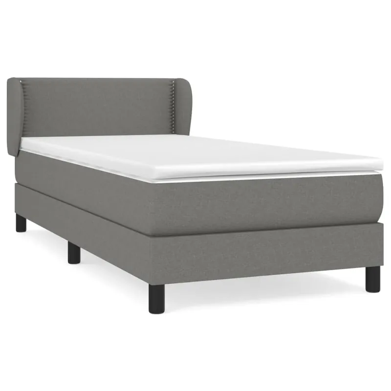 Cama box spring con colchón tela gris oscuro 90x200 cm Liso con clavos - Descanso