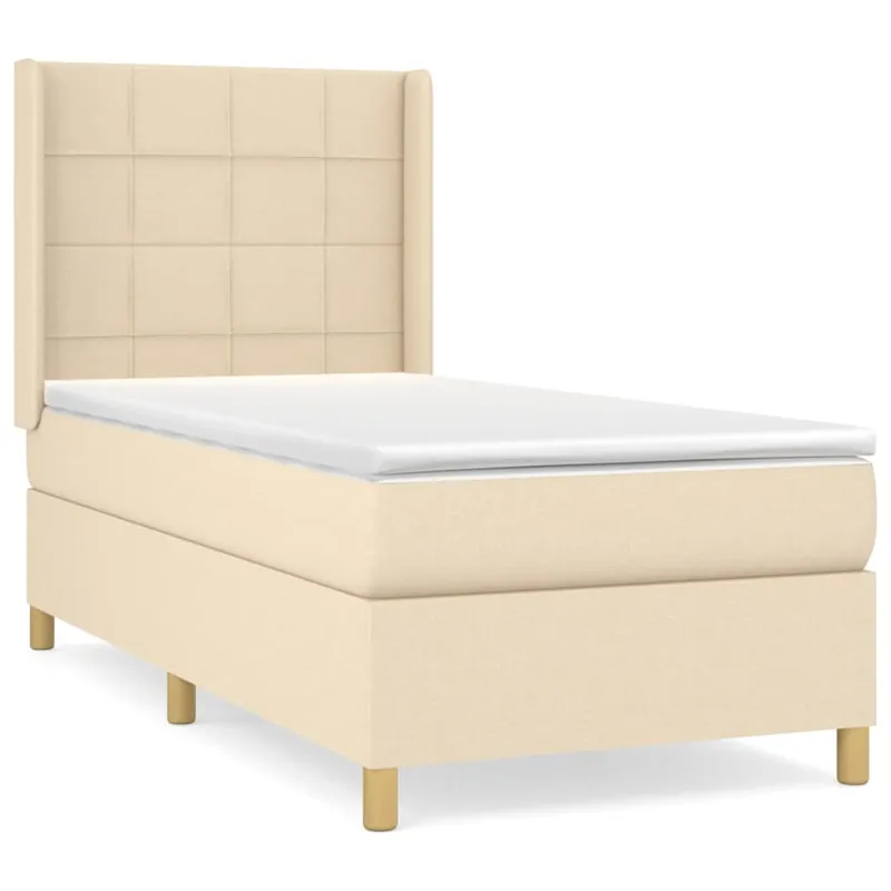 Cama box spring con colchón tela negro 90x200 cm Bloques con cuadros - Descanso