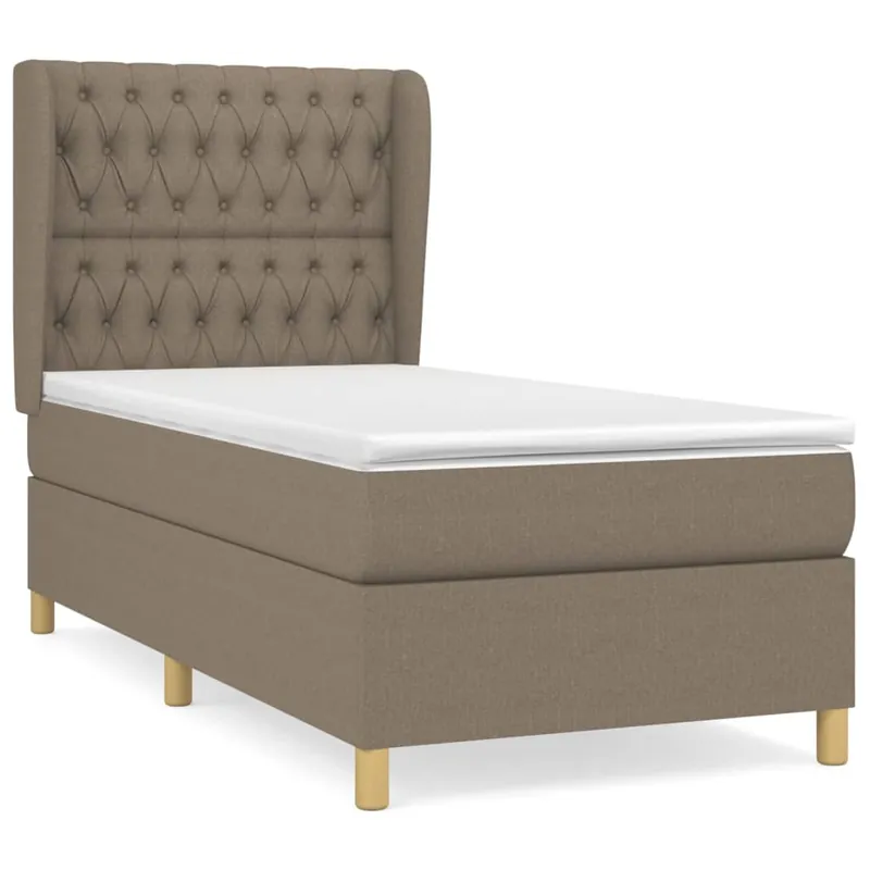 Cama box spring con colchón tela gris claro 90x200 cm Diseño de botones - Descanso