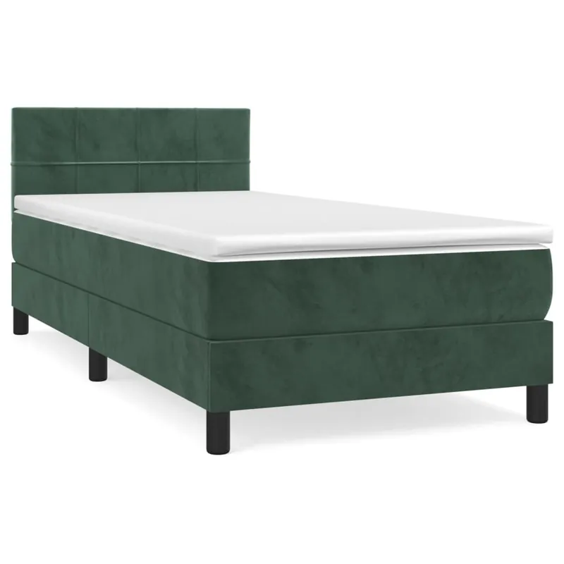 Cama box spring con colchón terciopelo gris claro 90x190 cm Bloques con cuadros - Descanso