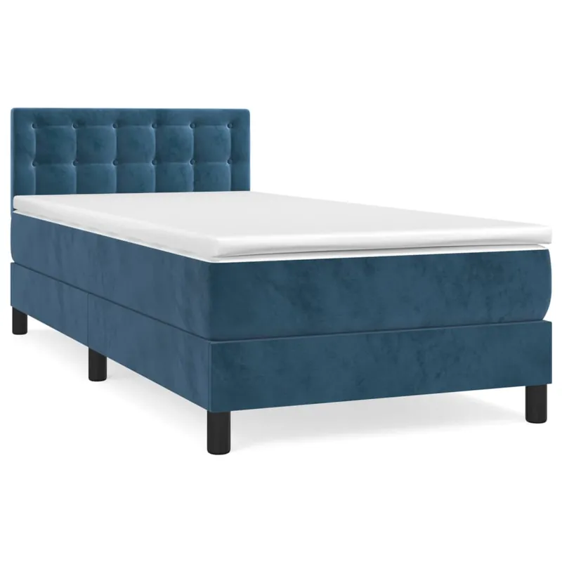 Cama box spring con colchón terciopelo verde oscuro 90x200 cm Botones - Descanso