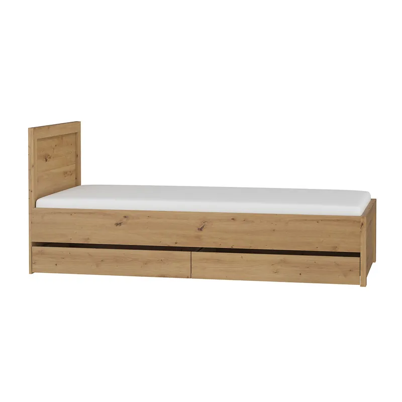 Cama 90x200 con cajones Kasla Madera y Antracita - Descanso