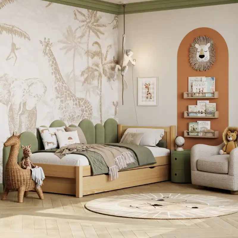 Cama individual de madera con cajón N02 pino natural - Descanso