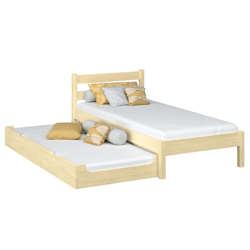 Cama individual de madera con cajón para colchón N01 pino incoloro - Descanso