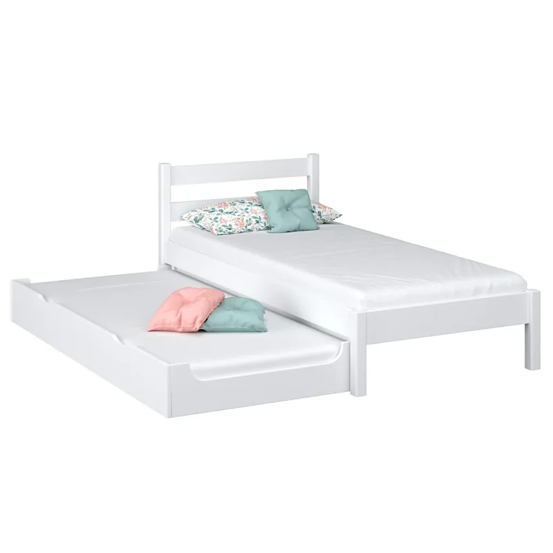 Cama individual de madera con cajón para colchón N01 blanco - Descanso