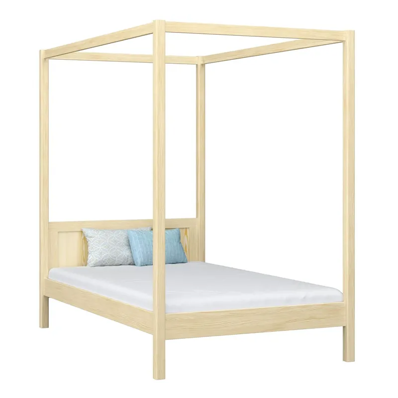 Cama individual de madera con dosel N02 pino incoloro - Descanso