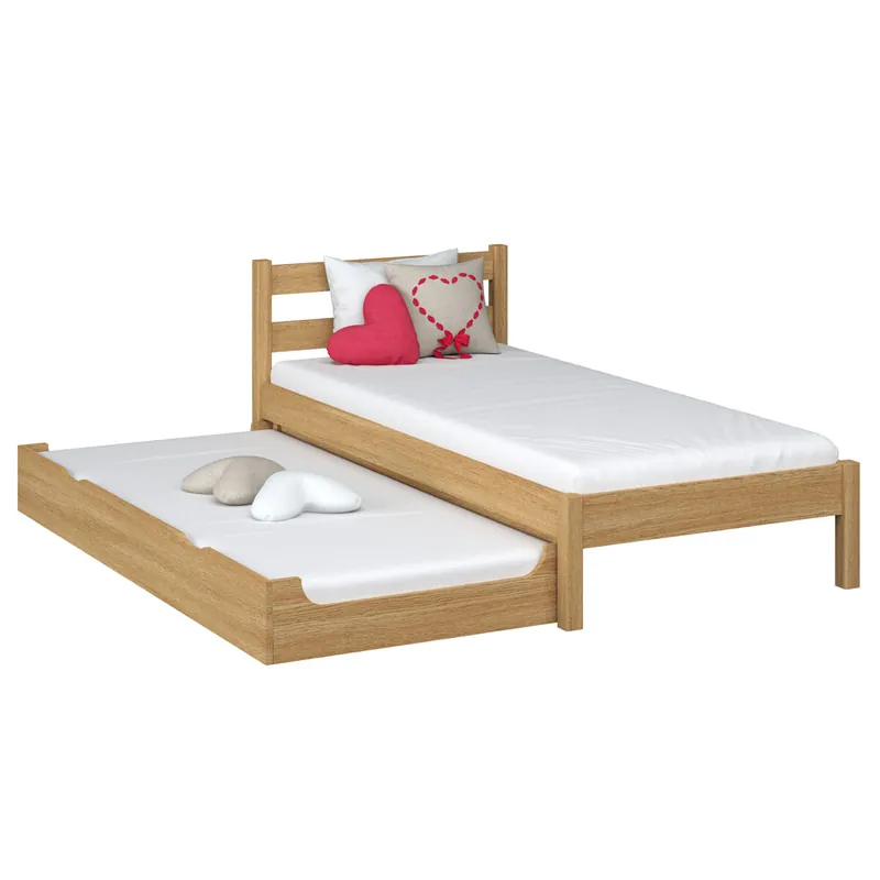 Cama individual de roble con cajón para colchón N01 roble natural - Descanso