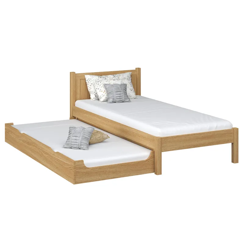 Cama individual de roble con cajón para colchón N02 roble natural - Descanso