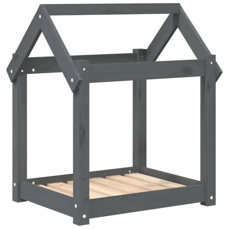 vidaXL Cama para perros madera maciza de pino gris 61x50x70 cm - Jardín