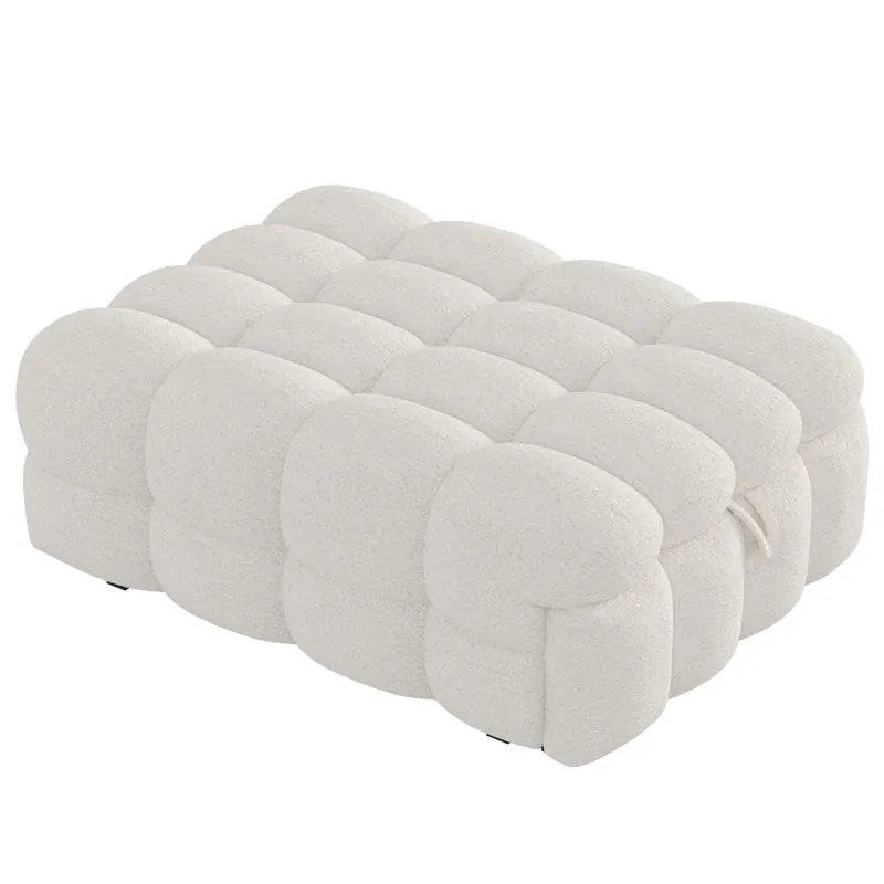 Sofá cama 90x200 cm - 2 en 1, con reposapiés, sofá extensible, cama individual, tejido de terciopelo - Beige
