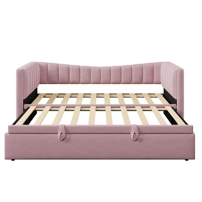 Sofá cama 90x200 cm - Con cama extraíble, cama individual, cama doble (sin colchón), estilo minimalista, terciopelo - Blanco