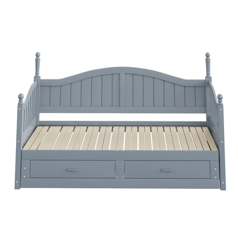 Sofá cama extensible 90/180*190 cm - con columnas romanas, respaldo curvado, reposabrazos, con cajones y somier, cama multifuncional de pino - Blanco