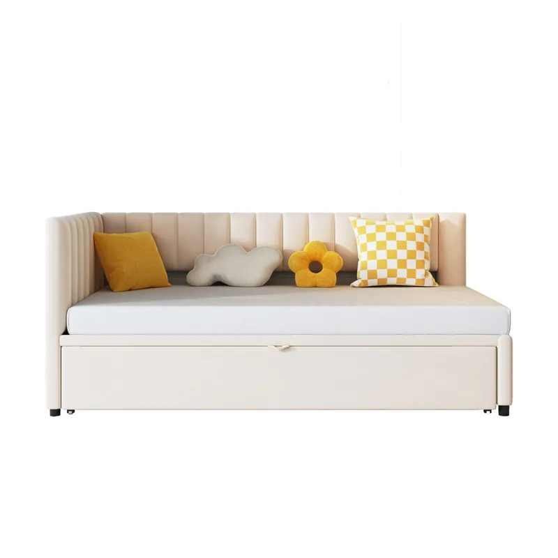 Sofá cama multifuncional 90/180*200 cm - Cama extensible, diseño compacto, para niños y huéspedes - Beige