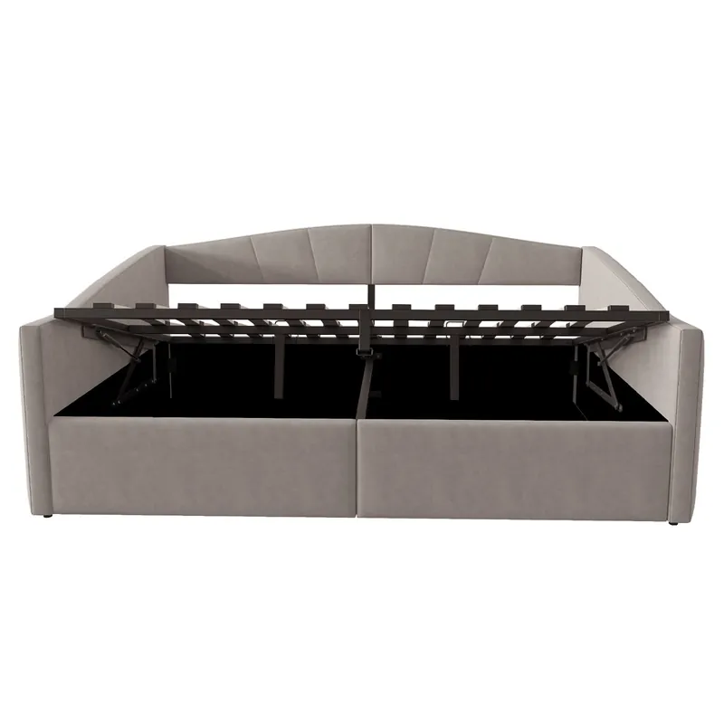 Sofá cama 140*200 cm - Con almacenamiento hidráulico, con somier y reposabrazos, rayas clásicas, versátil doble, tejido de terciopelo, gris