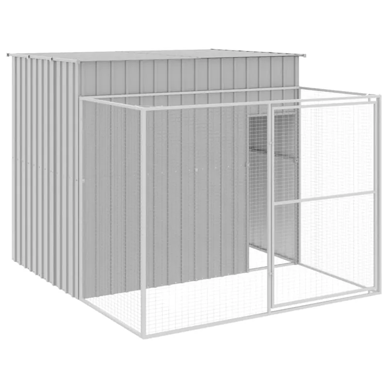 vidaXL Caseta perros tejado acero galvanizado gris claro 214x153x181cm - Jardín