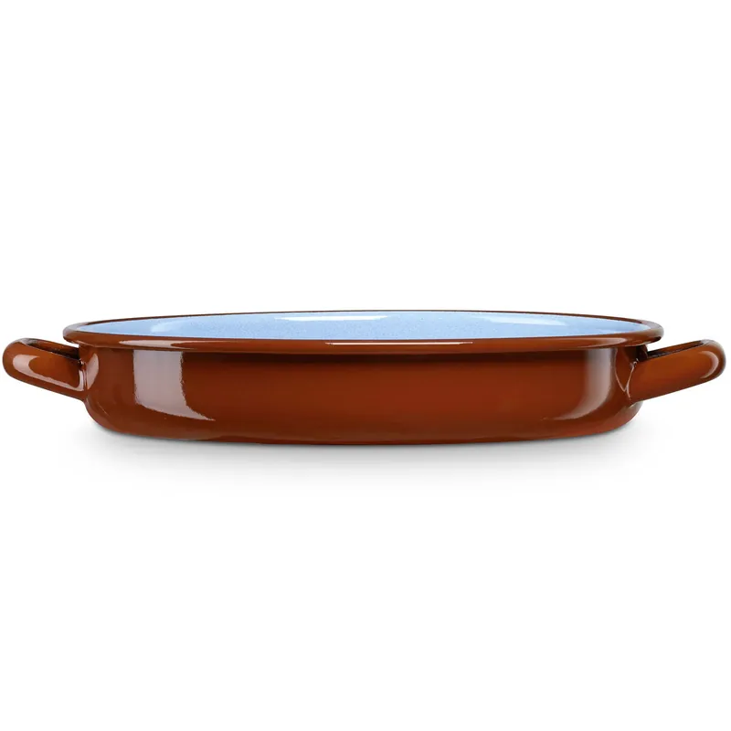 Briebe Terra Cacerola Baja Inducción 30cm Cazuela 3,3L Fuente Acero Esmaltado Vitrificado Vintage Fuego Horno, , Marrón - Cocina