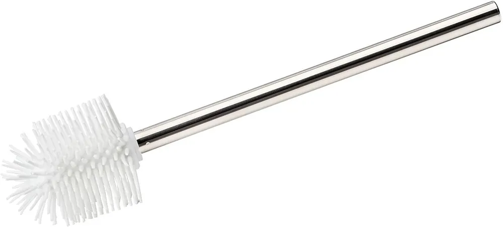 Cepillo De Repuesto De Silicona Con Mango De Acero Inoxidable Brillante/Blanco - Baño