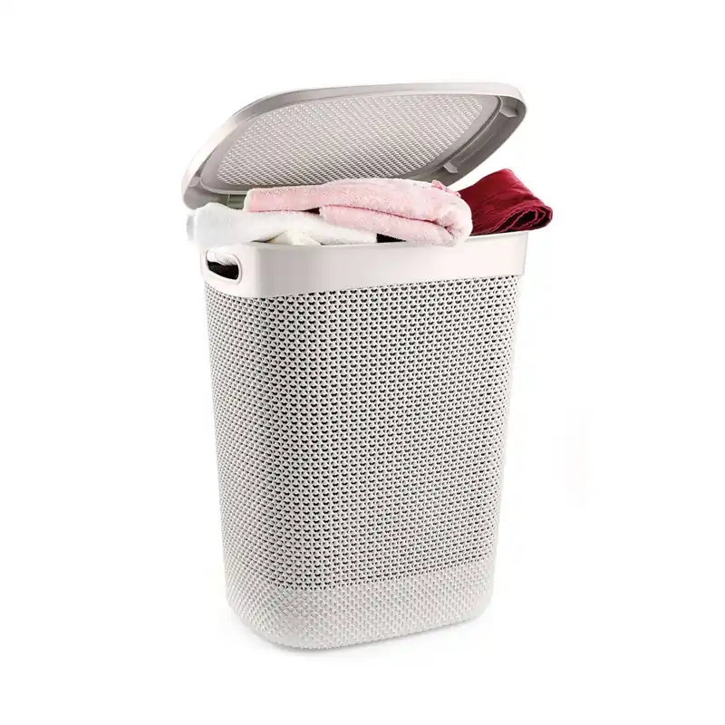 Cesto de Ropa Alto Rectangular con Tapa 52 Litros 7house - Baño