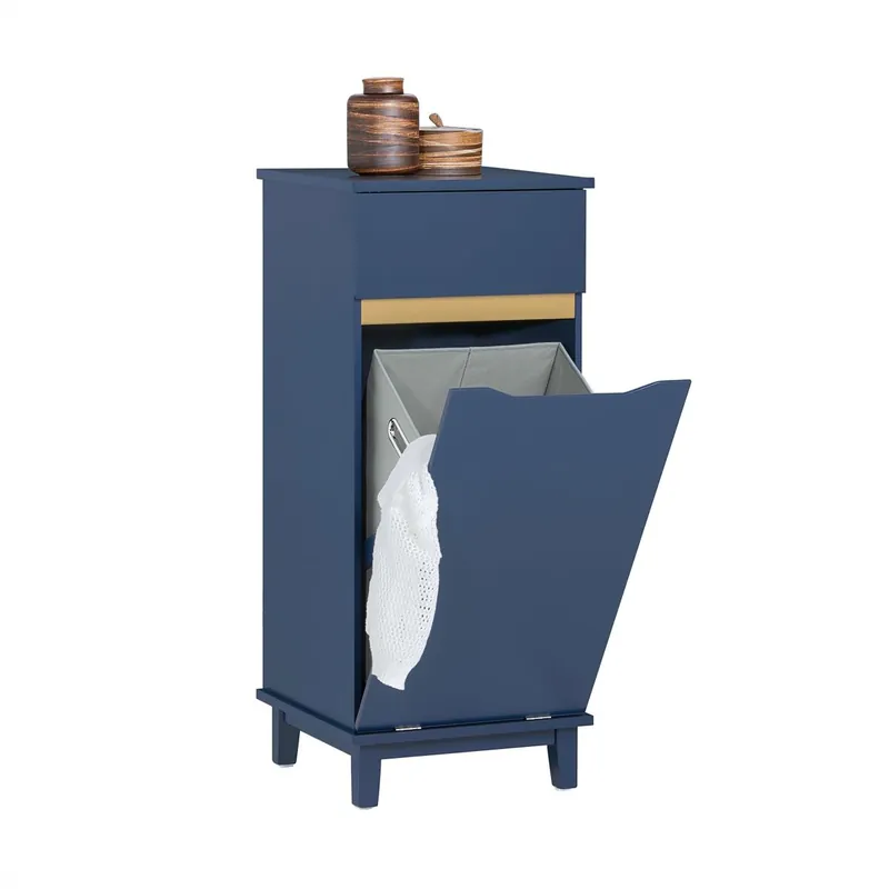 SoBuy BZR114-B Cesto para Ropa Sucia con 1 Cesto y 1 Cajón Azul