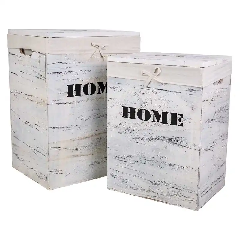 Cestos ropa de madera set 2 pzas 40x30x54-34x26x47