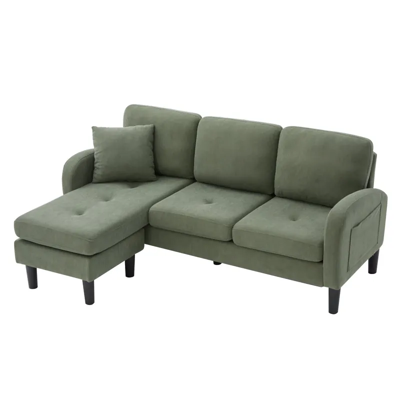Chaise longue 3 plazas fija reversible de tela,azul - Sofás sillones puffs