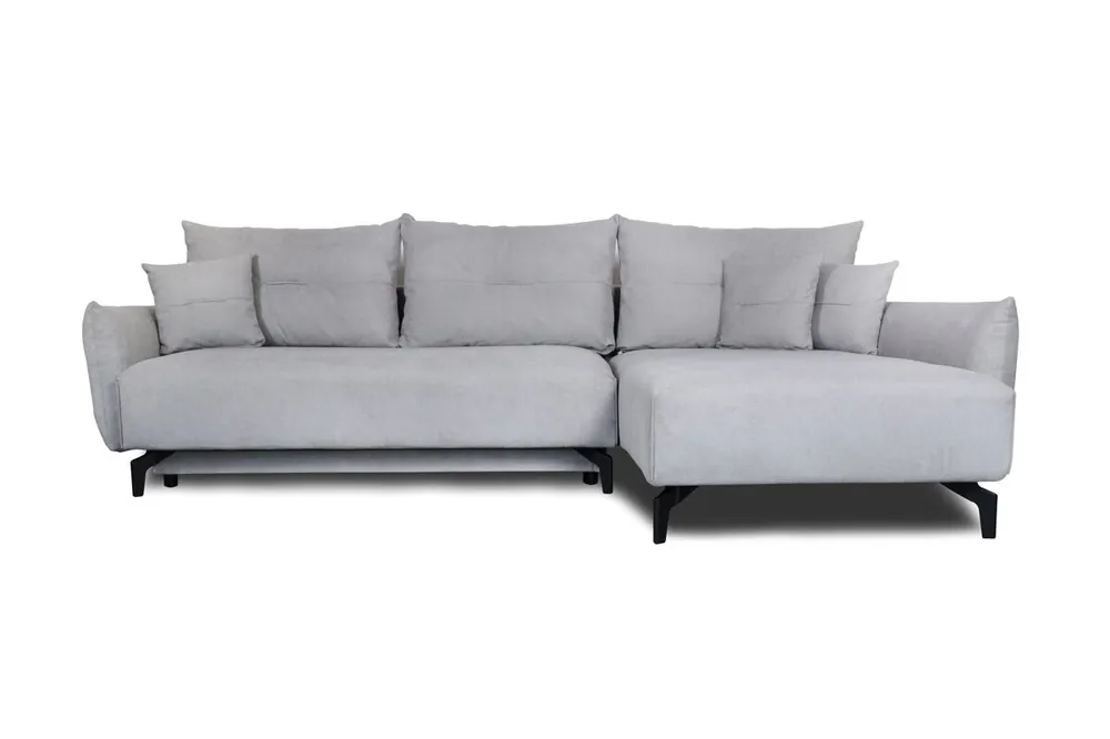 Chaise longue con cama y arcón STOCKHOLM derecha 4 plazas gris - Sofás sillones puffs