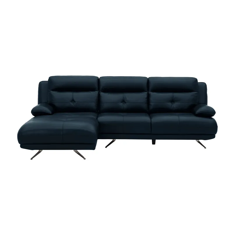 Chaise longue izquierda piel KAILUA color azul - Sofás sillones puffs