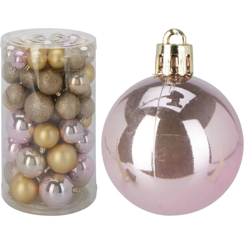 Well Home Conjunto de 60 Bolas de navidad en Colores Champagne en varias dimensiones y acabados - Decoración